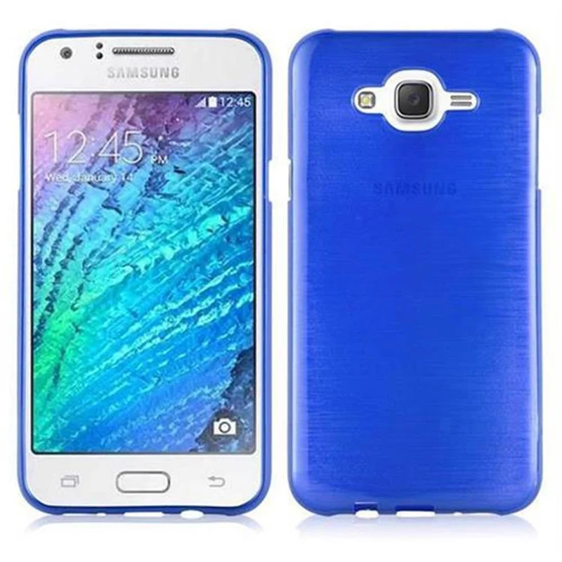 Cadorabo Hülle kompatibel mit Samsung Galaxy J7 2015 Schutzhülle aus flexiblem TPU Silikon im Brushed Design