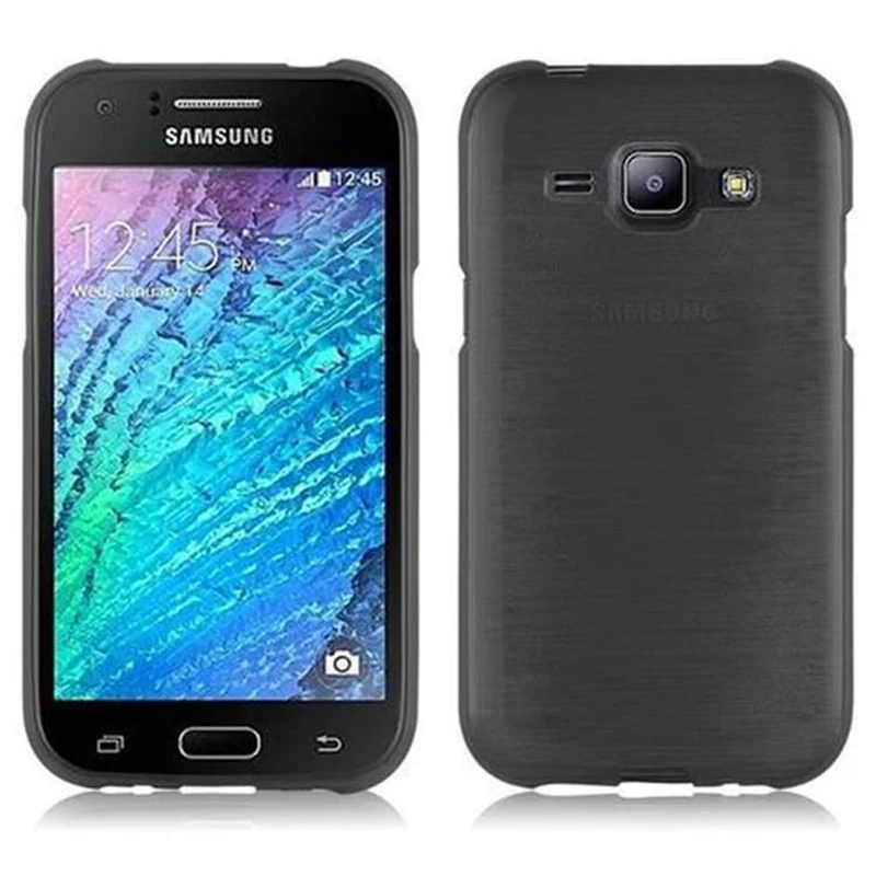 Cadorabo Hülle kompatibel mit Samsung Galaxy J1 2015 Schutzhülle aus flexiblem TPU Silikon im Brushed Design