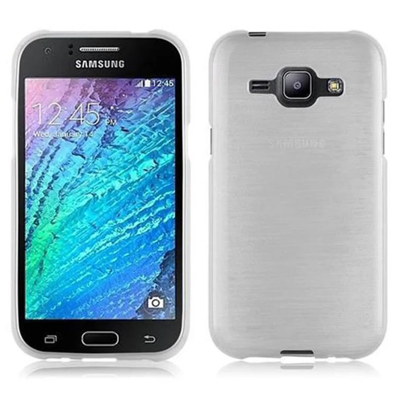 Cadorabo Hülle kompatibel mit Samsung Galaxy J1 2015 Schutzhülle aus flexiblem TPU Silikon im Brushed Design