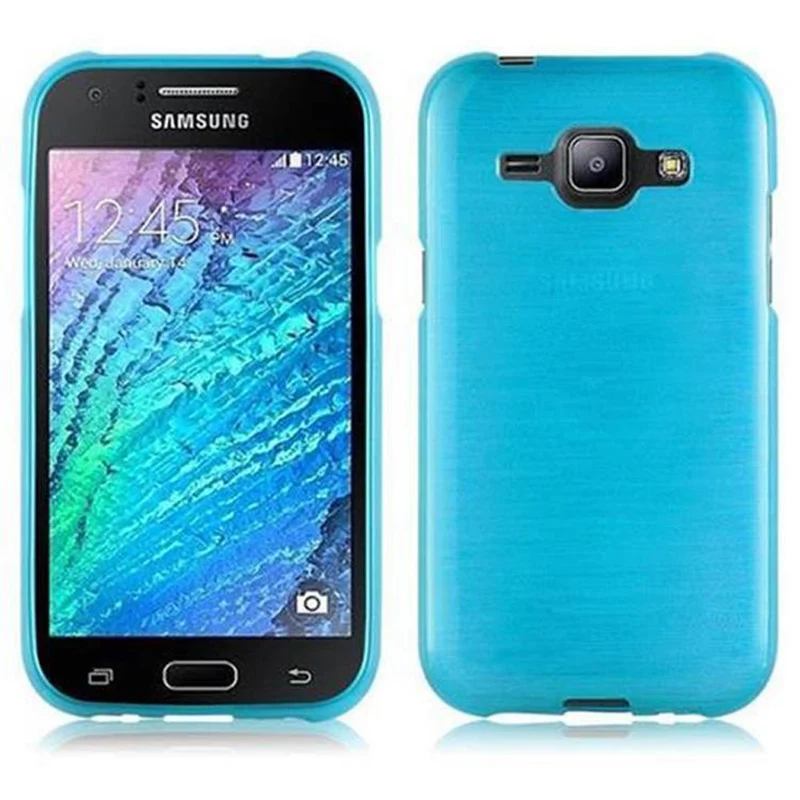 Cadorabo Hülle kompatibel mit Samsung Galaxy J1 2015 Schutzhülle aus flexiblem TPU Silikon im Brushed Design