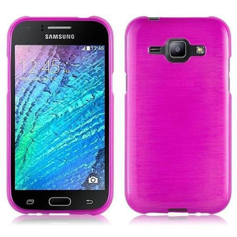 Cadorabo Hülle kompatibel mit Samsung Galaxy J1 2015 Schutzhülle aus flexiblem TPU Silikon im Brushed Design