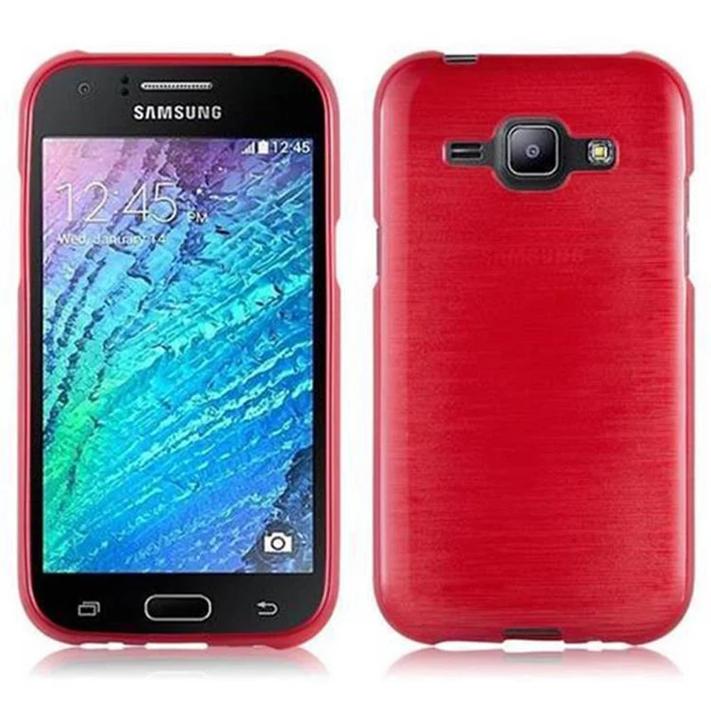 Cadorabo Hülle kompatibel mit Samsung Galaxy J1 2015 Schutzhülle aus flexiblem TPU Silikon im Brushed Design