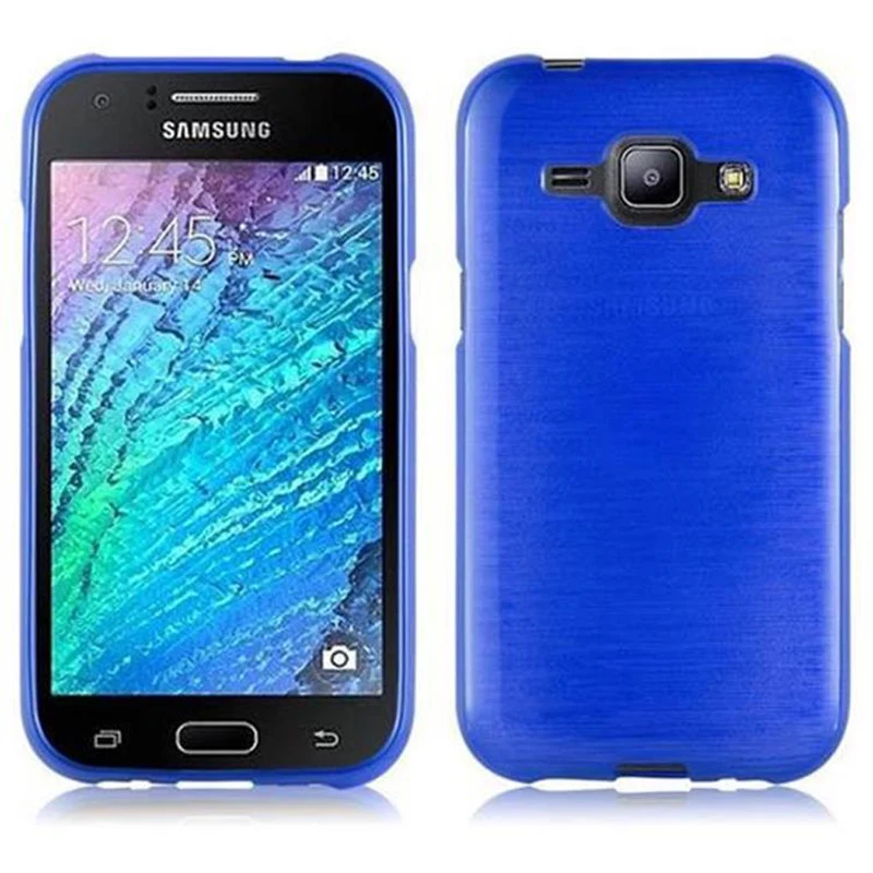 Cadorabo Hülle kompatibel mit Samsung Galaxy J1 2015 Schutzhülle aus flexiblem TPU Silikon im Brushed Design