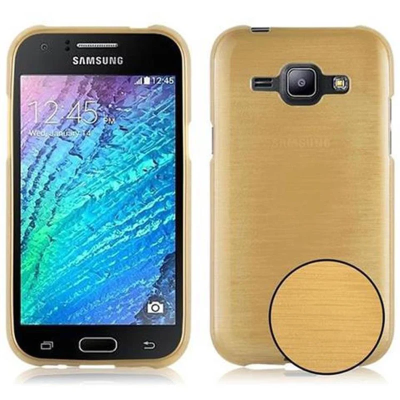 Cadorabo Hülle kompatibel mit Samsung Galaxy J1 2015 Schutzhülle aus flexiblem TPU Silikon im Brushed Design