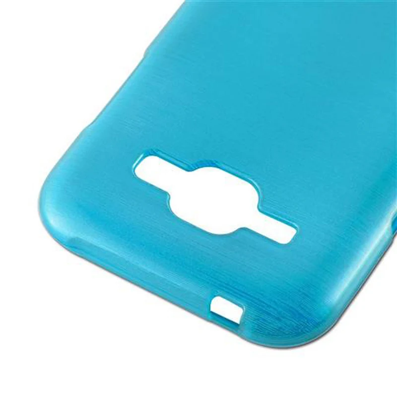 Cadorabo Hülle kompatibel mit Samsung Galaxy J1 2015 Schutzhülle aus flexiblem TPU Silikon im Brushed Design