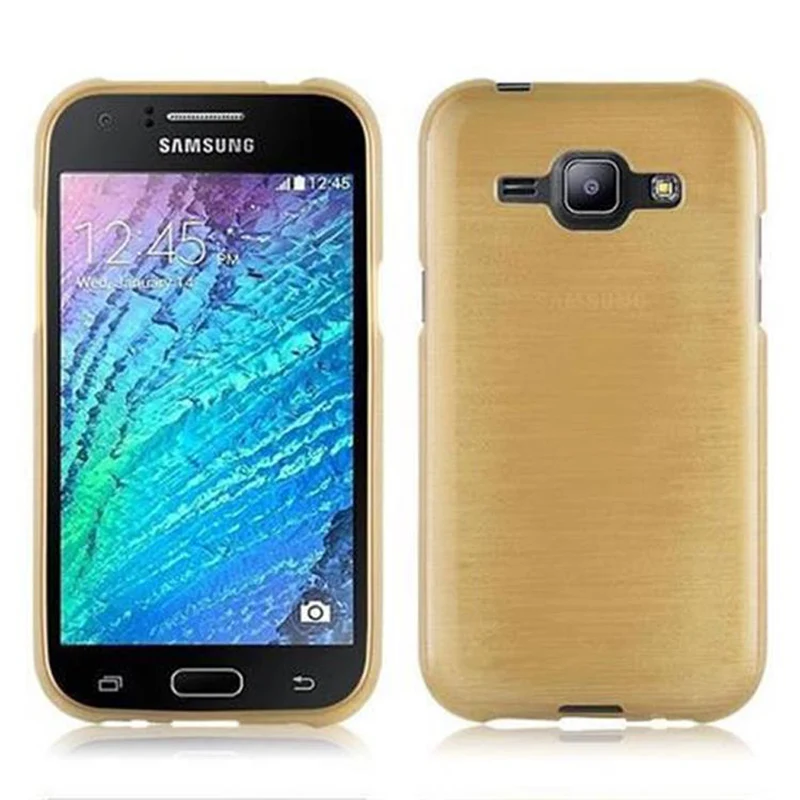 Cadorabo Hülle kompatibel mit Samsung Galaxy J1 2015 Schutzhülle aus flexiblem TPU Silikon im Brushed Design