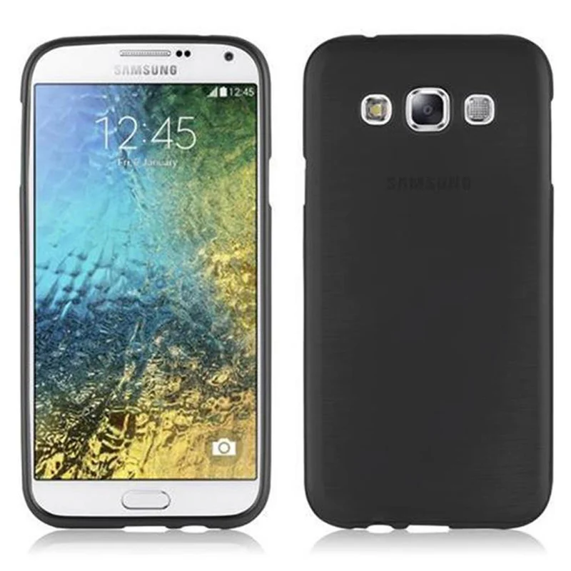 Cadorabo Hülle kompatibel mit Samsung Galaxy E5 Schutzhülle aus flexiblem TPU Silikon im Brushed Design