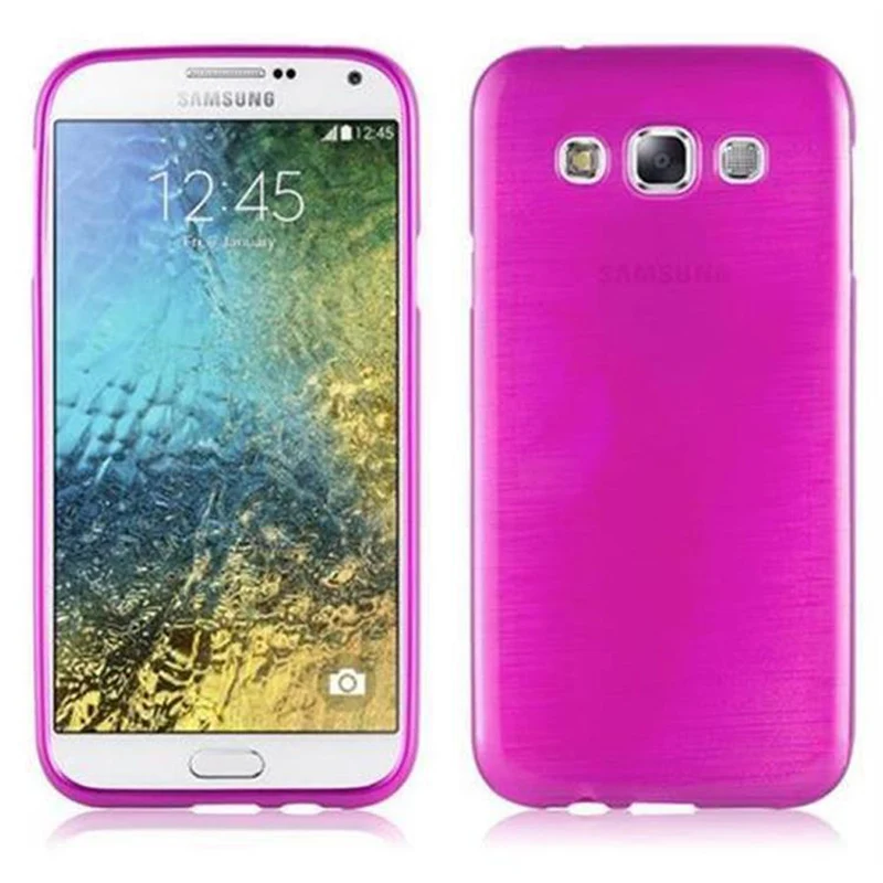 Cadorabo Hülle kompatibel mit Samsung Galaxy E5 Schutzhülle aus flexiblem TPU Silikon im Brushed Design