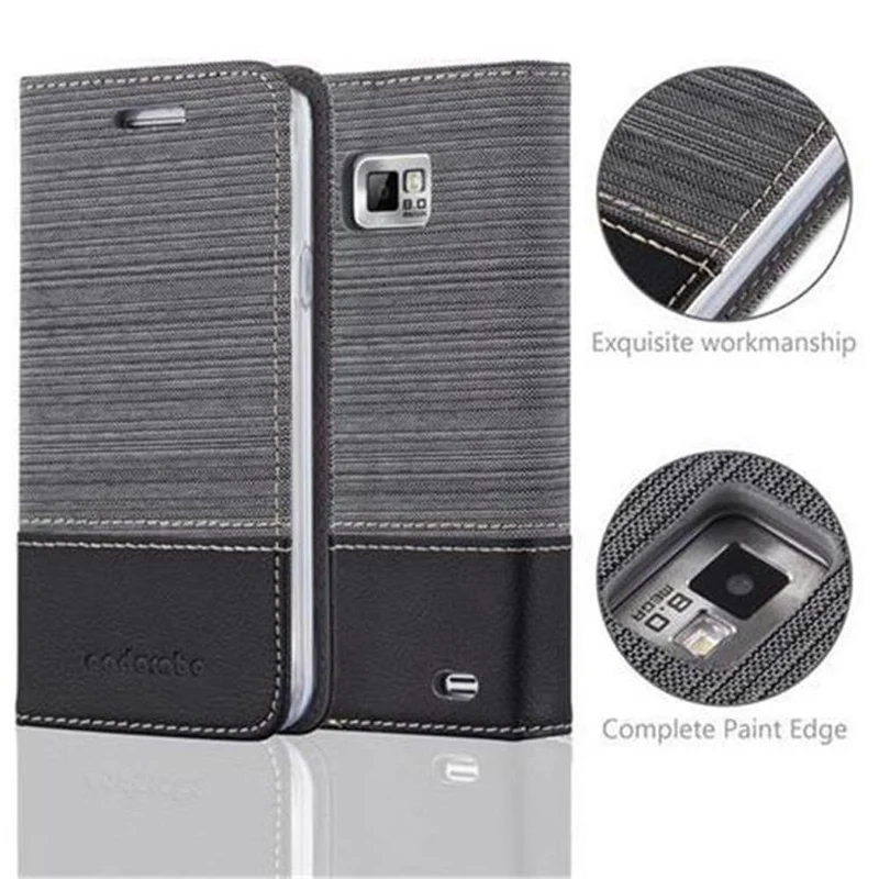 Cadorabo Hülle kompatibel mit Samsung Galaxy S2 / S2 PLUS Schutzhülle mit Magnetverschluss, Standfunktion und Kartenfach