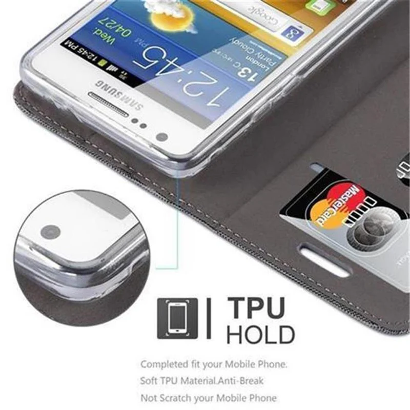 Cadorabo Hülle kompatibel mit Samsung Galaxy S2 / S2 PLUS Schutzhülle mit Magnetverschluss, Standfunktion und Kartenfach