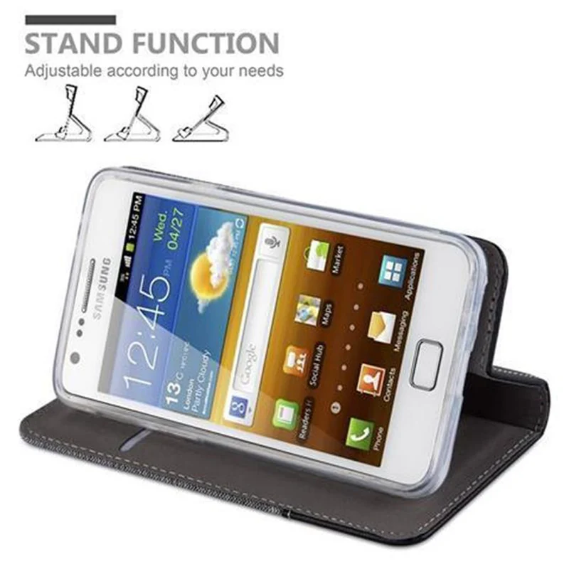 Cadorabo Hülle kompatibel mit Samsung Galaxy S2 / S2 PLUS Schutzhülle mit Magnetverschluss, Standfunktion und Kartenfach