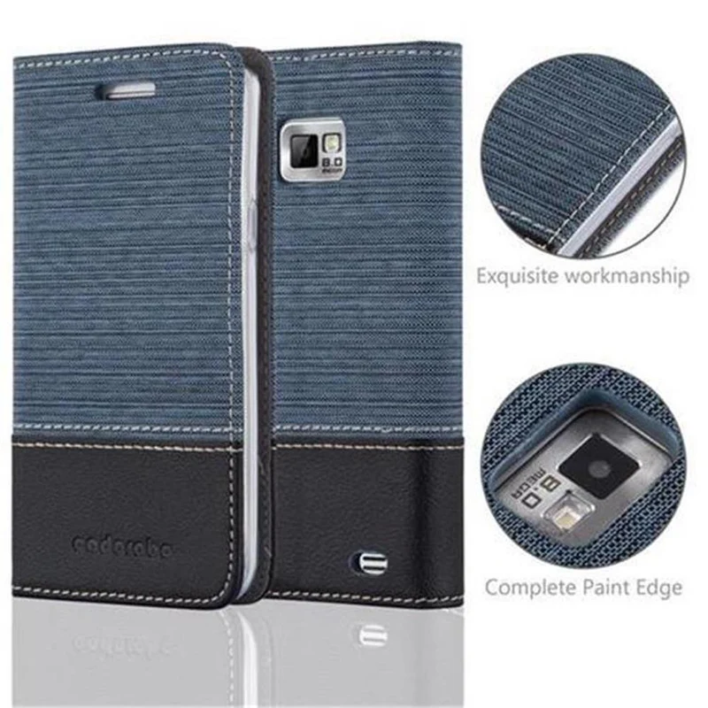 Cadorabo Hülle kompatibel mit Samsung Galaxy S2 / S2 PLUS Schutzhülle mit Magnetverschluss, Standfunktion und Kartenfach