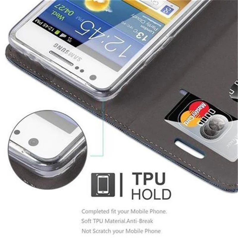 Cadorabo Hülle kompatibel mit Samsung Galaxy S2 / S2 PLUS Schutzhülle mit Magnetverschluss, Standfunktion und Kartenfach