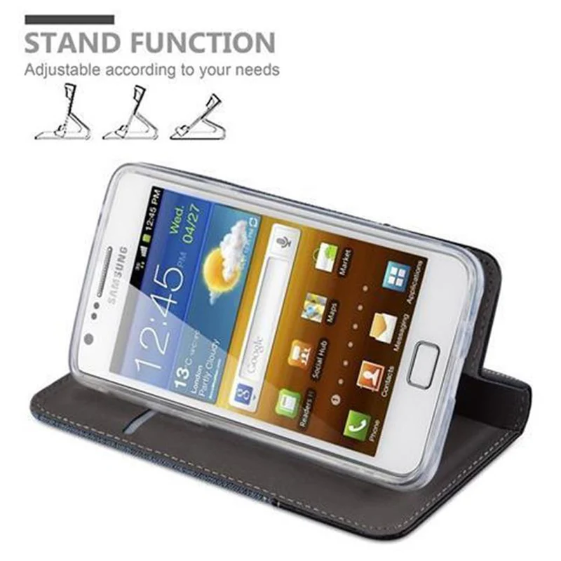 Cadorabo Hülle kompatibel mit Samsung Galaxy S2 / S2 PLUS Schutzhülle mit Magnetverschluss, Standfunktion und Kartenfach