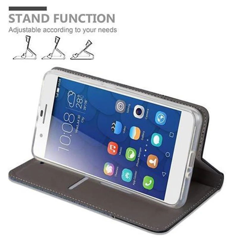 Cadorabo Hülle kompatibel mit Honor 6 PLUS Schutzhülle mit Magnetverschluss, Standfunktion und Kartenfach