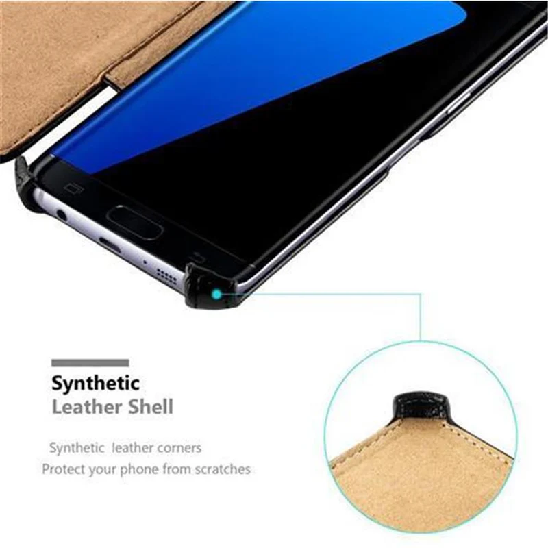 Cadorabo Hülle kompatibel mit Samsung Galaxy S7 EDGE Schutzhülle OHNE Magnetverschluss mit Standfunktion und Eckhalterung