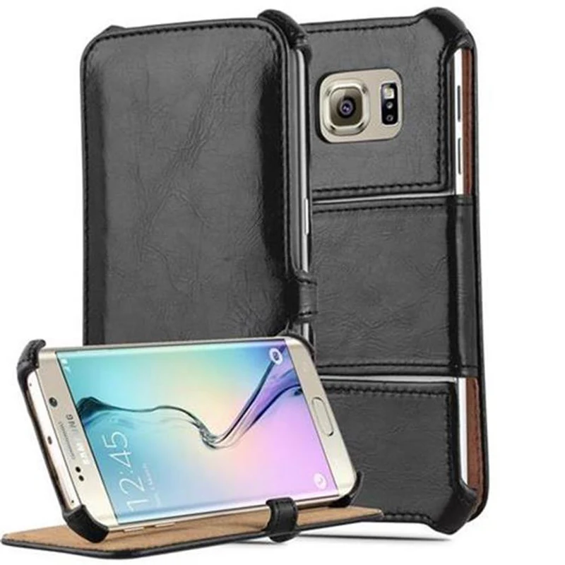 Cadorabo Hülle kompatibel mit Samsung Galaxy S6 EDGE Schutzhülle OHNE Magnetverschluss mit Standfunktion und Eckhalterung