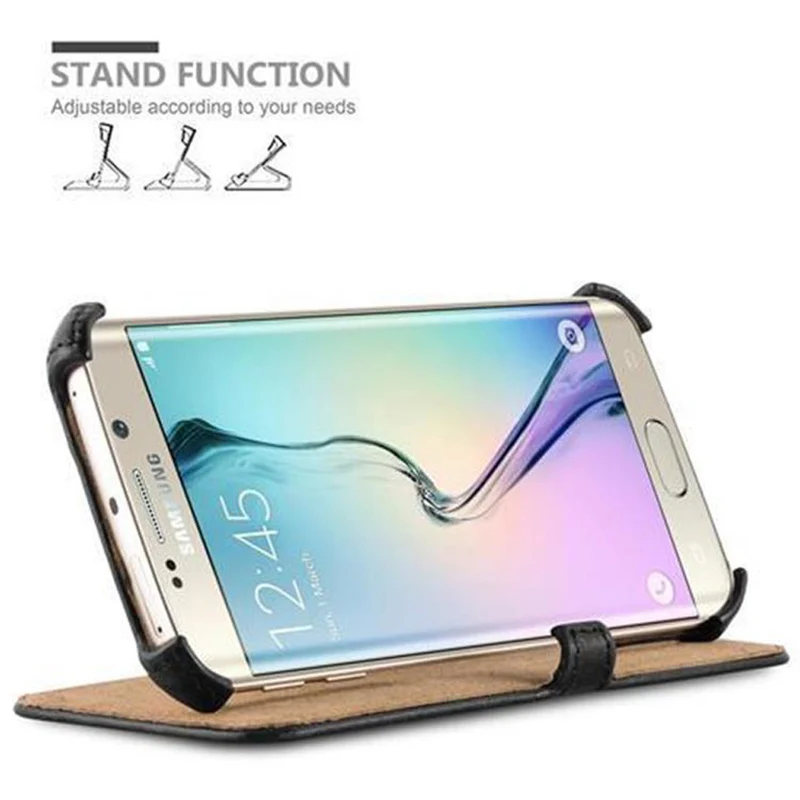 Cadorabo Hülle kompatibel mit Samsung Galaxy S6 EDGE Schutzhülle OHNE Magnetverschluss mit Standfunktion und Eckhalterung