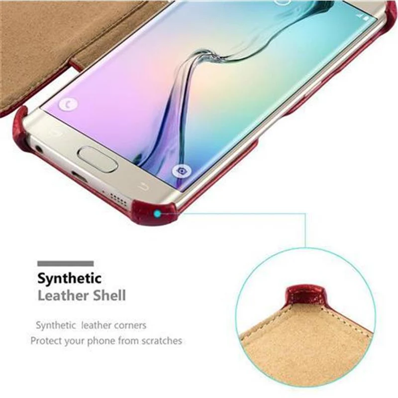 Cadorabo Hülle kompatibel mit Samsung Galaxy S6 EDGE Schutzhülle OHNE Magnetverschluss mit Standfunktion und Eckhalterung