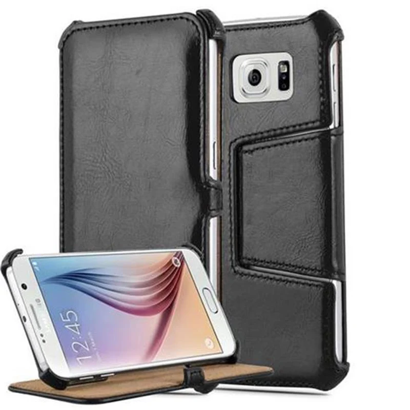 Cadorabo Hülle kompatibel mit Samsung Galaxy S6 Schutzhülle OHNE Magnetverschluss mit Standfunktion und Eckhalterung