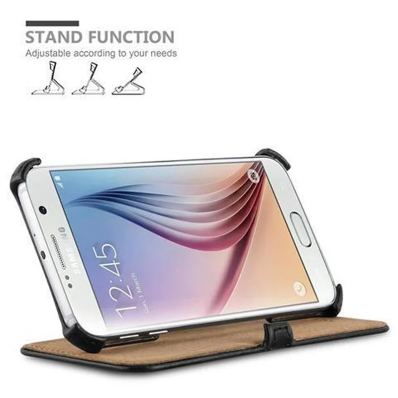 Cadorabo Hülle kompatibel mit Samsung Galaxy S6 Schutzhülle OHNE Magnetverschluss mit Standfunktion und Eckhalterung