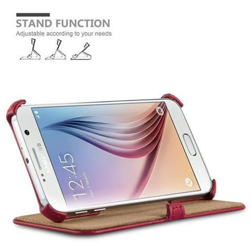 Cadorabo Hülle kompatibel mit Samsung Galaxy S6 Schutzhülle OHNE Magnetverschluss mit Standfunktion und Eckhalterung