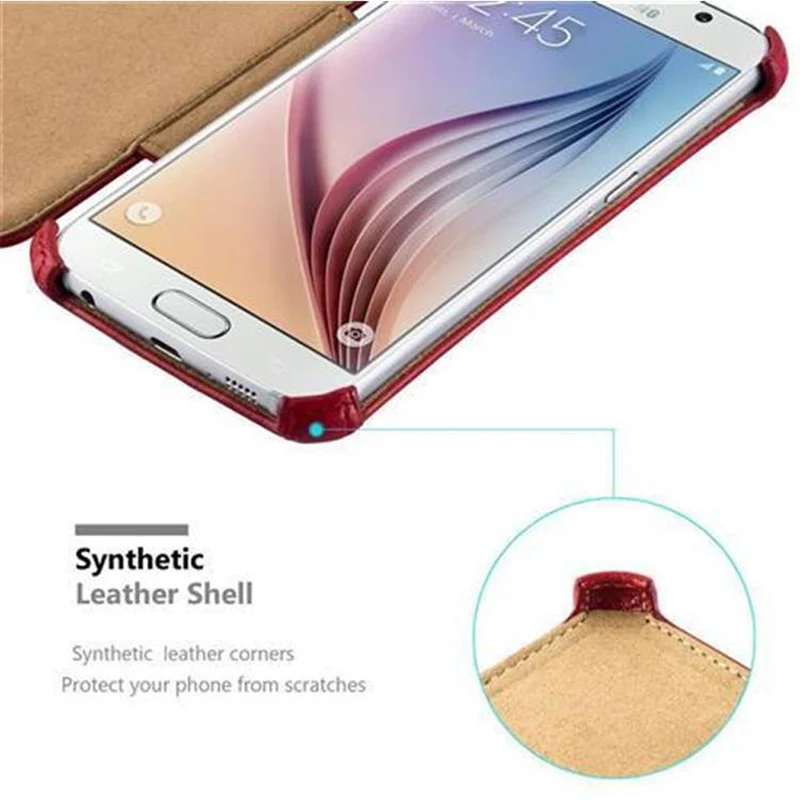 Cadorabo Hülle kompatibel mit Samsung Galaxy S6 Schutzhülle OHNE Magnetverschluss mit Standfunktion und Eckhalterung