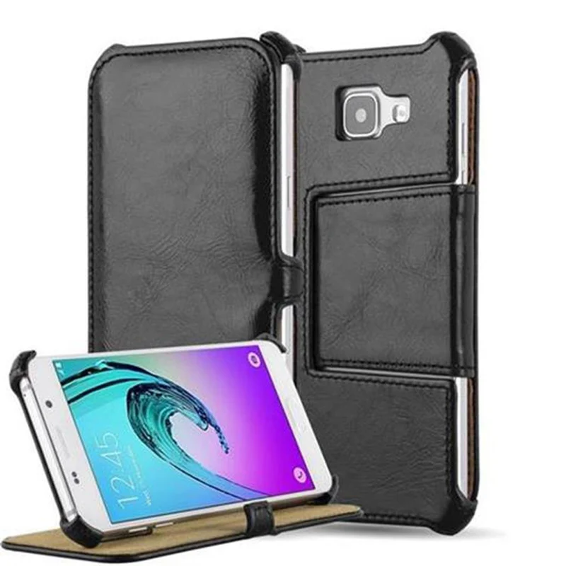 Cadorabo Hülle kompatibel mit Samsung Galaxy A3 2015 Schutzhülle OHNE Magnetverschluss mit Standfunktion und Eckhalterung
