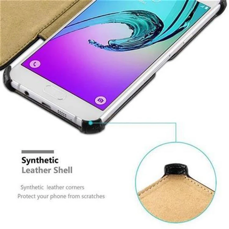 Cadorabo Hülle kompatibel mit Samsung Galaxy A3 2015 Schutzhülle OHNE Magnetverschluss mit Standfunktion und Eckhalterung