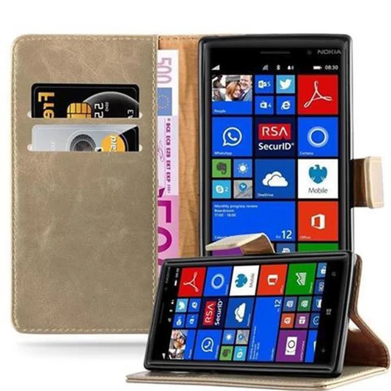 Cadorabo Hülle kompatibel mit Nokia Lumia 830 Schutzhülle mit Magnetverschluss, Standfunktion und Kartenfach