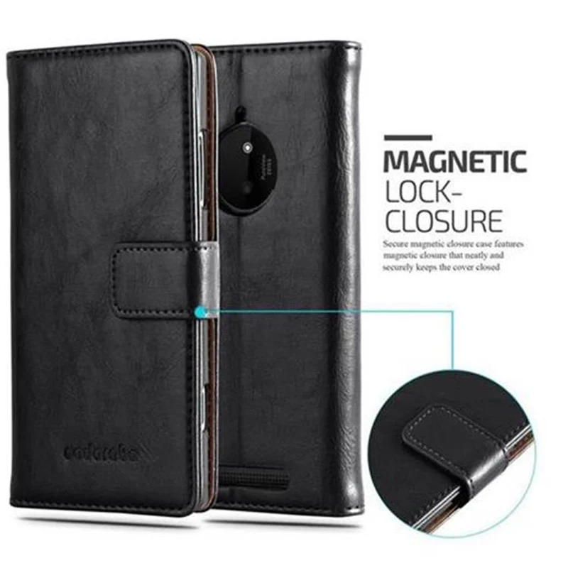 Cadorabo Hülle kompatibel mit Nokia Lumia 830 Schutzhülle mit Magnetverschluss, Standfunktion und Kartenfach