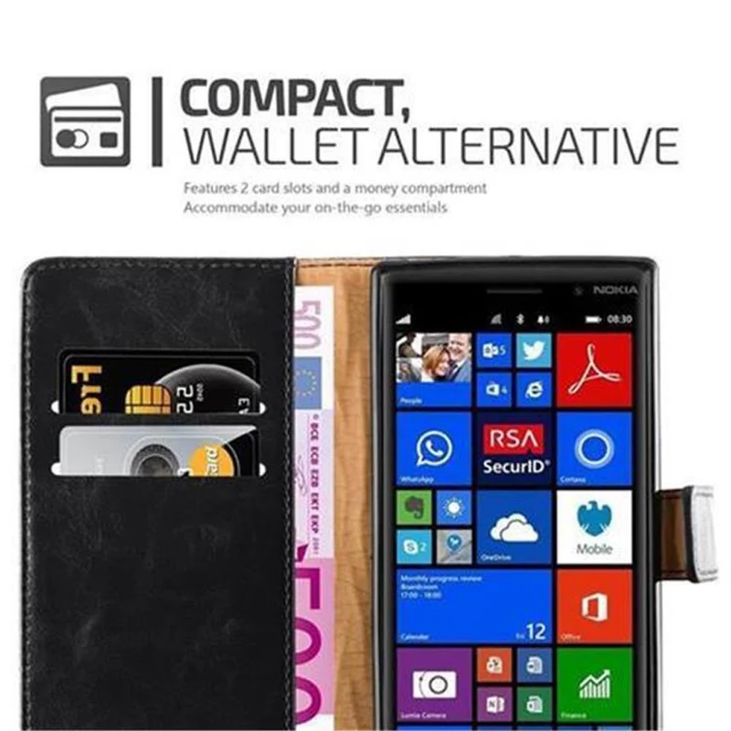 Cadorabo Hülle kompatibel mit Nokia Lumia 830 Schutzhülle mit Magnetverschluss, Standfunktion und Kartenfach