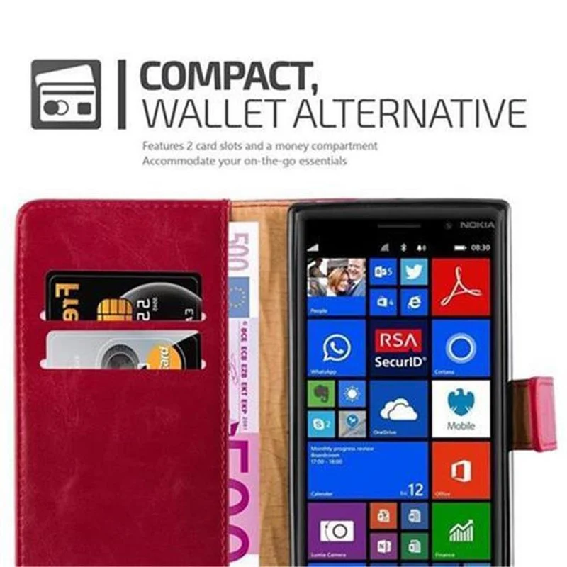 Cadorabo Hülle kompatibel mit Nokia Lumia 830 Schutzhülle mit Magnetverschluss, Standfunktion und Kartenfach