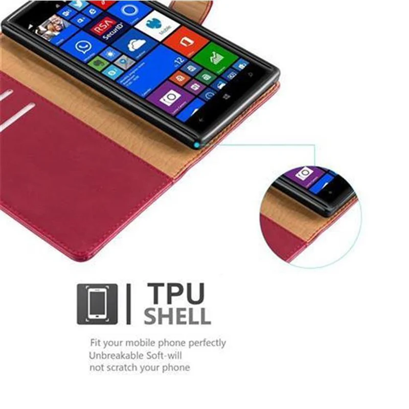 Cadorabo Hülle kompatibel mit Nokia Lumia 830 Schutzhülle mit Magnetverschluss, Standfunktion und Kartenfach