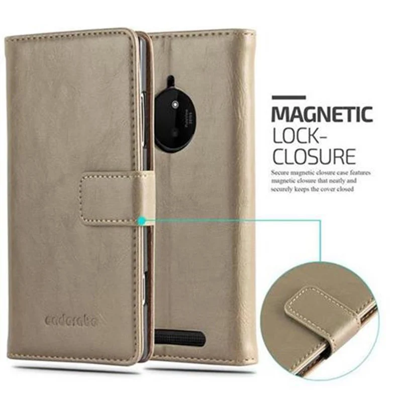 Cadorabo Hülle kompatibel mit Nokia Lumia 830 Schutzhülle mit Magnetverschluss, Standfunktion und Kartenfach