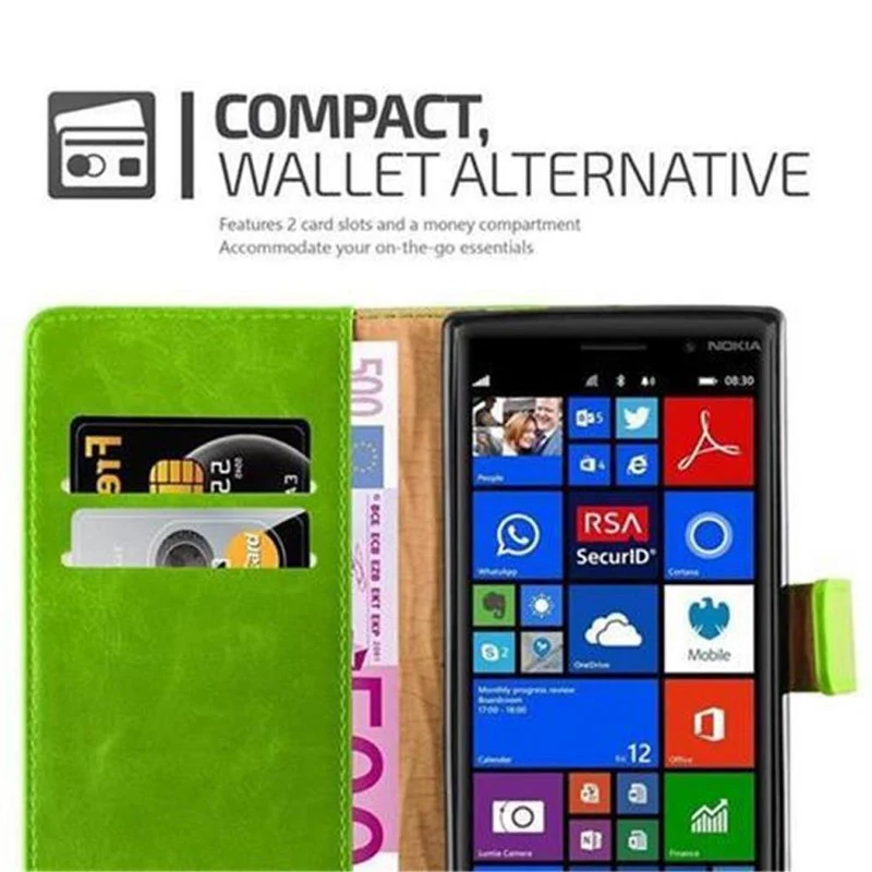 Cadorabo Hülle kompatibel mit Nokia Lumia 830 Schutzhülle mit Magnetverschluss, Standfunktion und Kartenfach