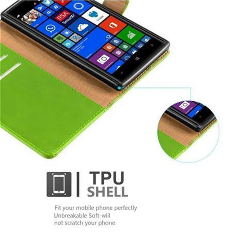 Cadorabo Hülle kompatibel mit Nokia Lumia 830 Schutzhülle mit Magnetverschluss, Standfunktion und Kartenfach