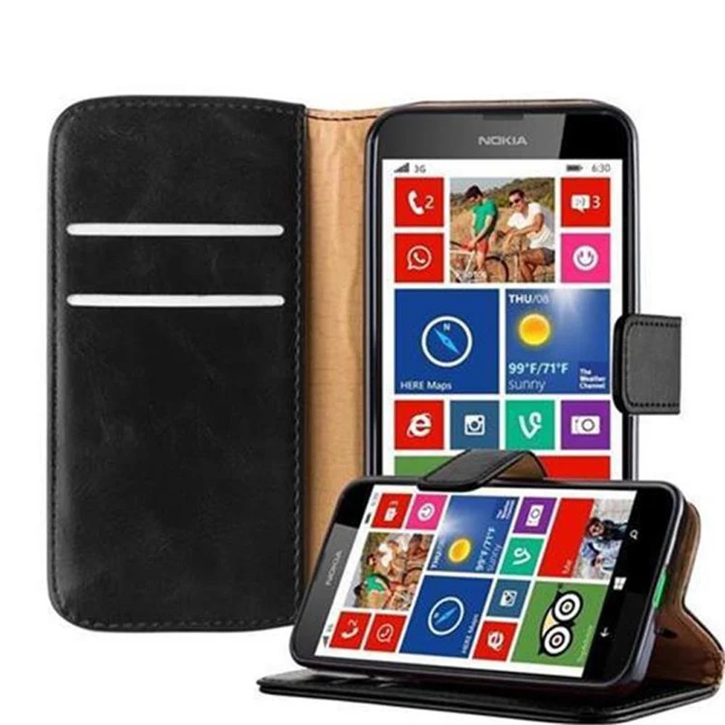 Cadorabo Hülle kompatibel mit Nokia Lumia 630 / 635 Schutzhülle mit Magnetverschluss, Standfunktion und Kartenfach