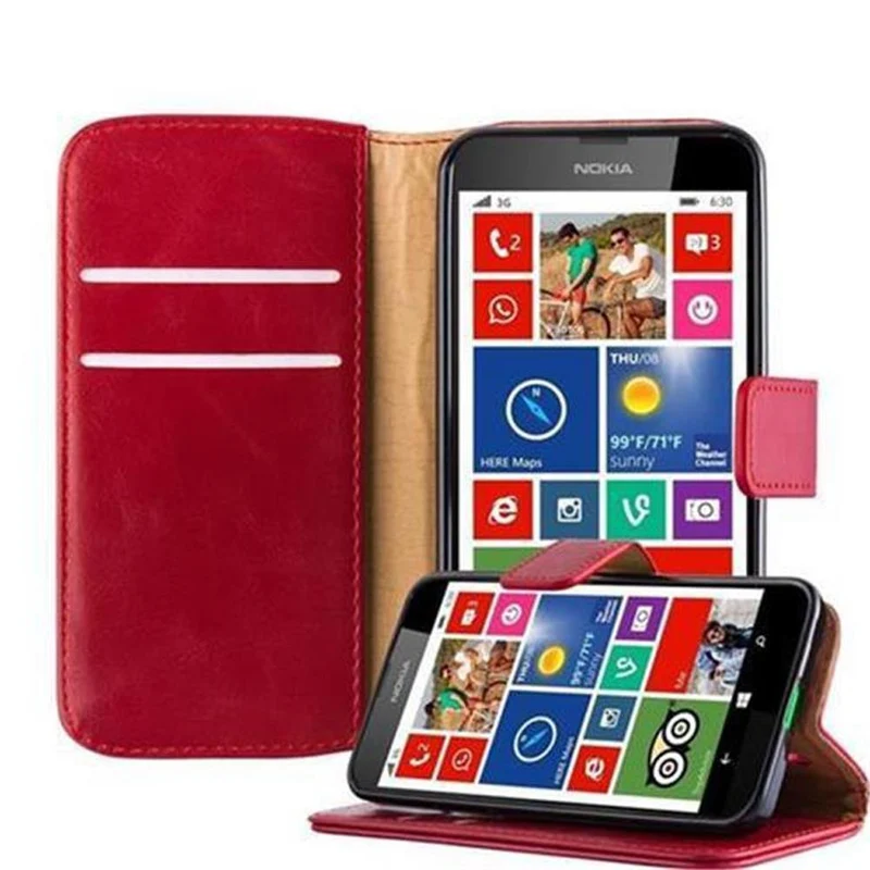 Cadorabo Hülle kompatibel mit Nokia Lumia 630 / 635 Schutzhülle mit Magnetverschluss, Standfunktion und Kartenfach