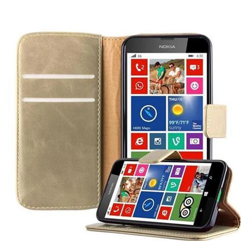 Cadorabo Hülle kompatibel mit Nokia Lumia 630 / 635 Schutzhülle mit Magnetverschluss, Standfunktion und Kartenfach