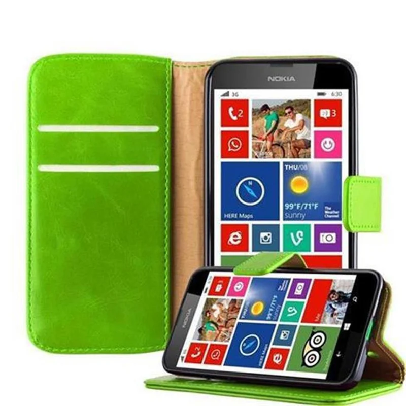 Cadorabo Hülle kompatibel mit Nokia Lumia 630 / 635 Schutzhülle mit Magnetverschluss, Standfunktion und Kartenfach