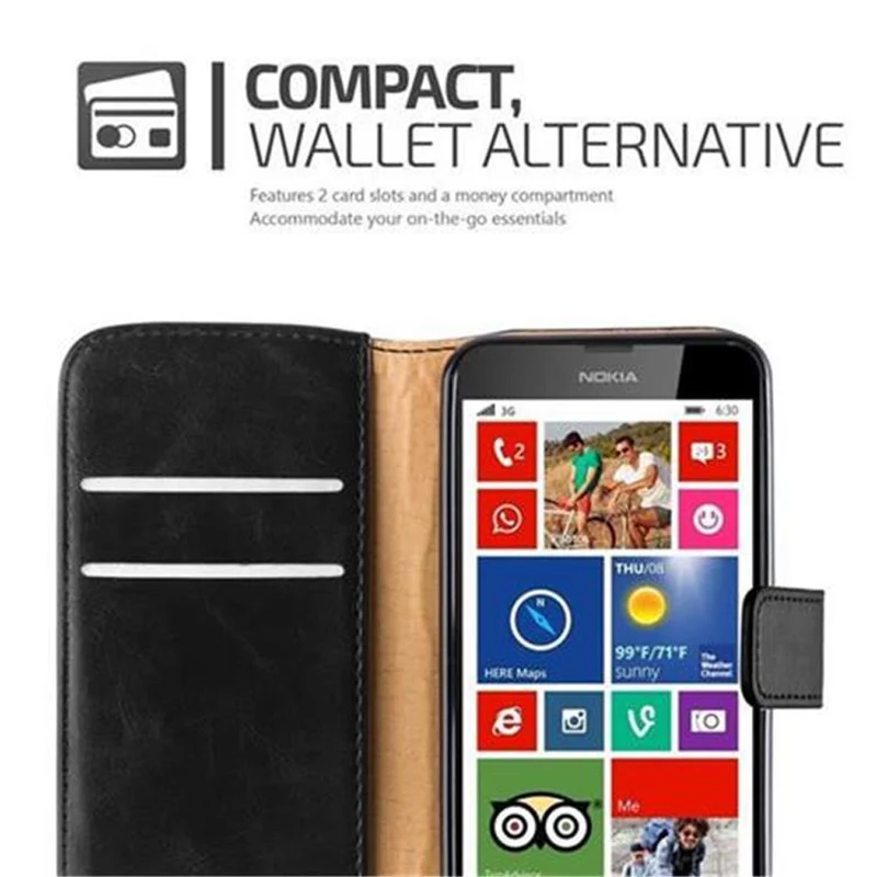 Cadorabo Hülle kompatibel mit Nokia Lumia 630 / 635 Schutzhülle mit Magnetverschluss, Standfunktion und Kartenfach