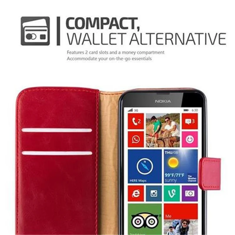 Cadorabo Hülle kompatibel mit Nokia Lumia 630 / 635 Schutzhülle mit Magnetverschluss, Standfunktion und Kartenfach
