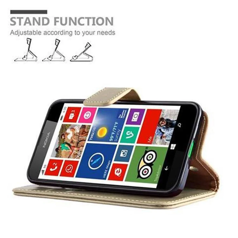 Cadorabo Hülle kompatibel mit Nokia Lumia 630 / 635 Schutzhülle mit Magnetverschluss, Standfunktion und Kartenfach
