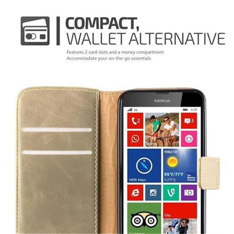 Cadorabo Hülle kompatibel mit Nokia Lumia 630 / 635 Schutzhülle mit Magnetverschluss, Standfunktion und Kartenfach