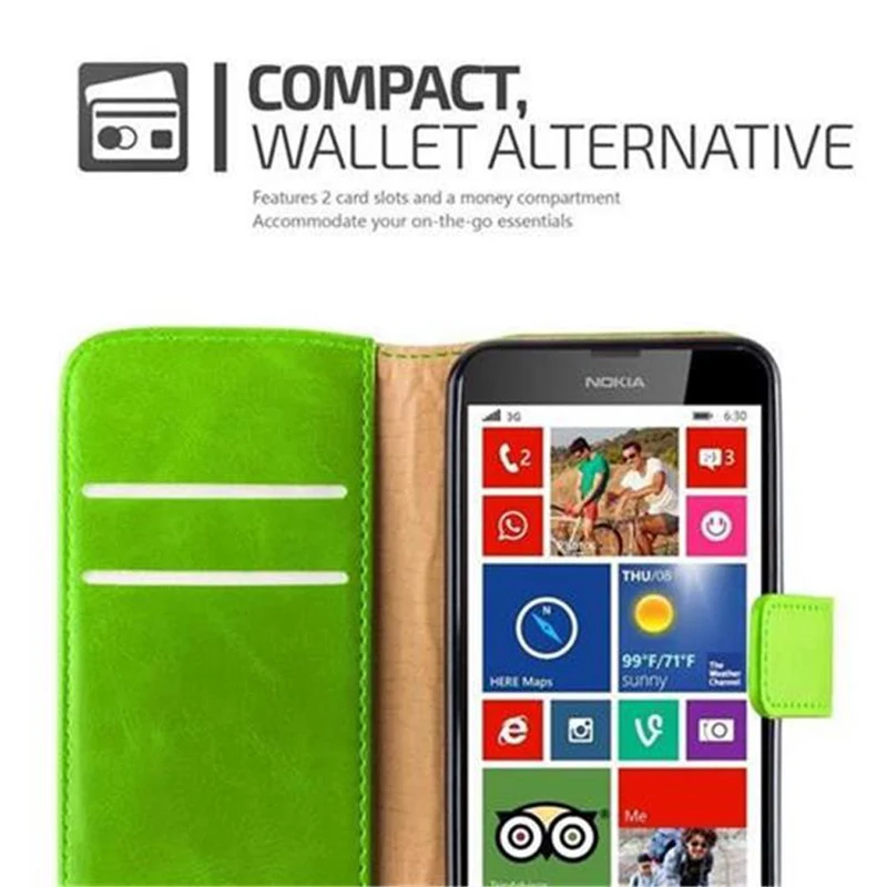 Cadorabo Hülle kompatibel mit Nokia Lumia 630 / 635 Schutzhülle mit Magnetverschluss, Standfunktion und Kartenfach