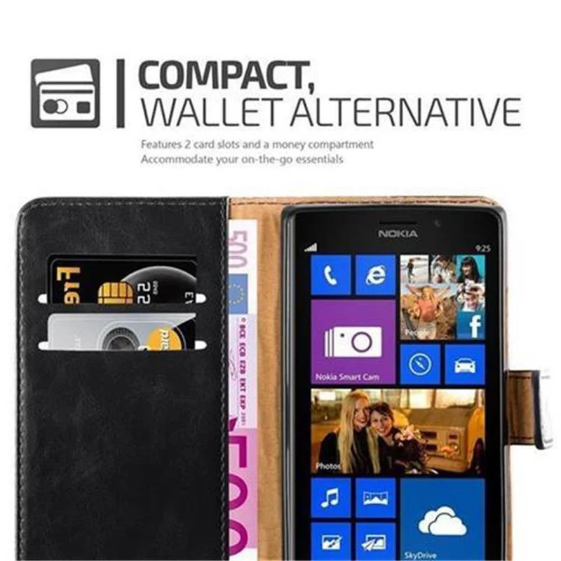 Cadorabo Hülle kompatibel mit Nokia Lumia 925 Schutzhülle mit Magnetverschluss, Standfunktion und Kartenfach