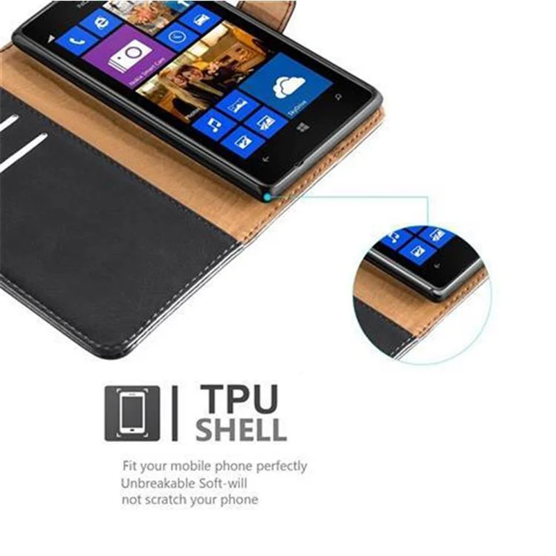 Cadorabo Hülle kompatibel mit Nokia Lumia 925 Schutzhülle mit Magnetverschluss, Standfunktion und Kartenfach