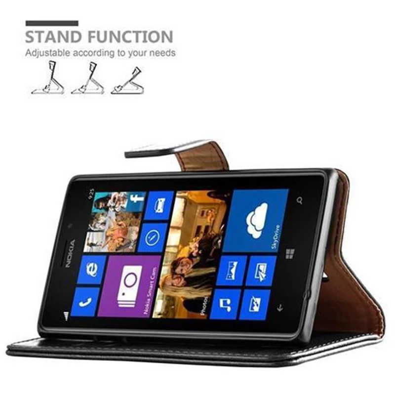 Cadorabo Hülle kompatibel mit Nokia Lumia 925 Schutzhülle mit Magnetverschluss, Standfunktion und Kartenfach