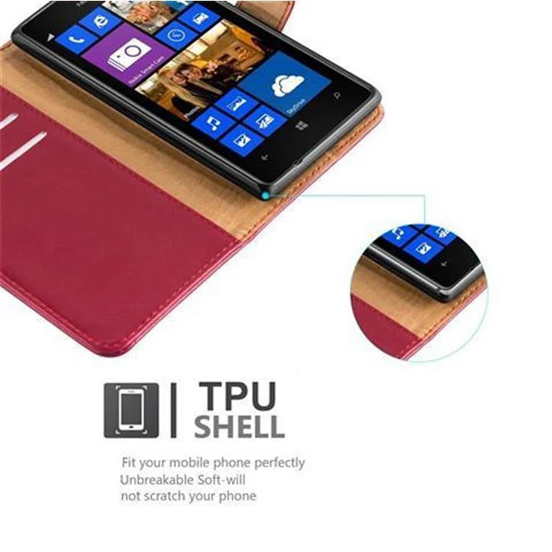 Cadorabo Hülle kompatibel mit Nokia Lumia 925 Schutzhülle mit Magnetverschluss, Standfunktion und Kartenfach